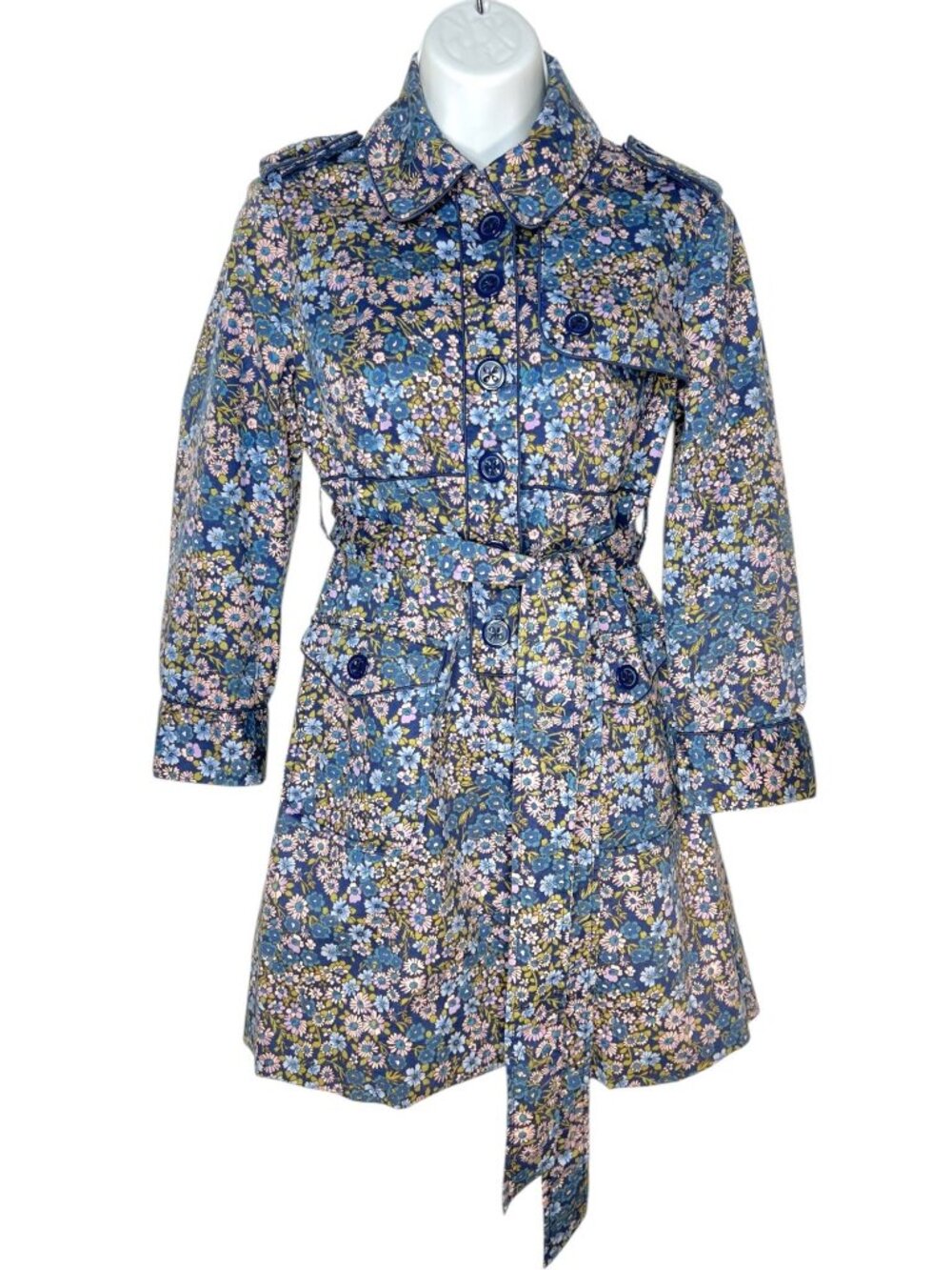 Anthropologie Elevenses Galjevica Floral Trench Coat Belted Mid Length Multicolo